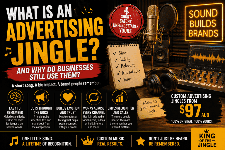 Howie Bounce, the King of The Jingle, with professional recording equipment and sound gear.