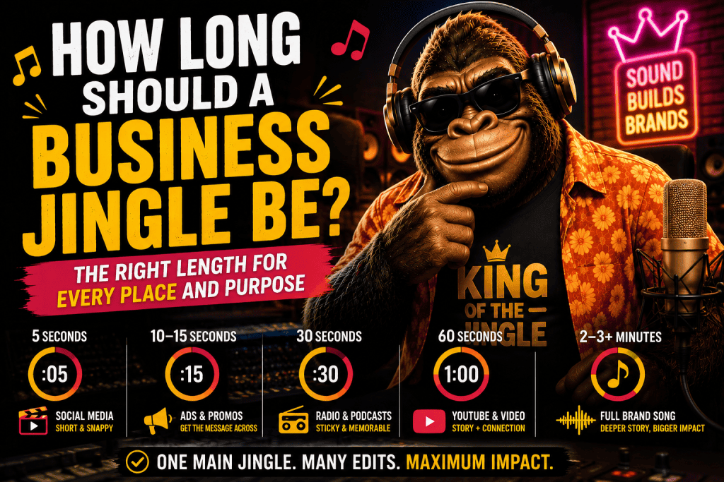 Howie Bounce, the King of The Jingle, in a recording studio with headphones and microphone.