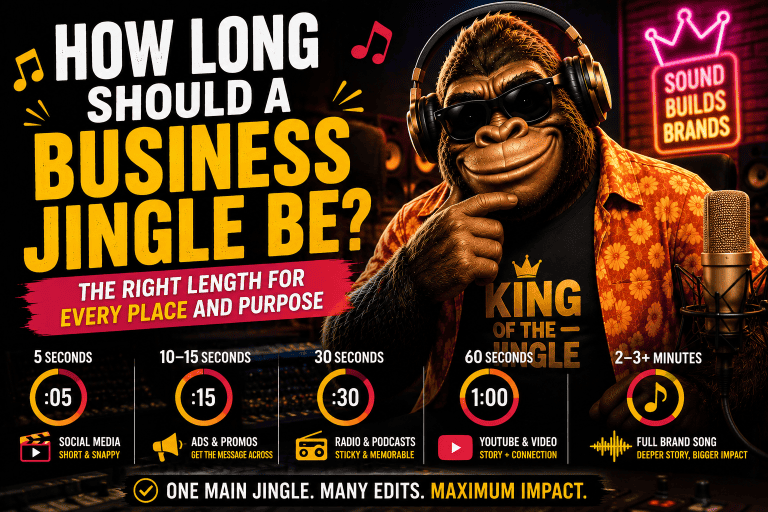 Howie Bounce, the King of The Jingle, in a recording studio with headphones and microphone.